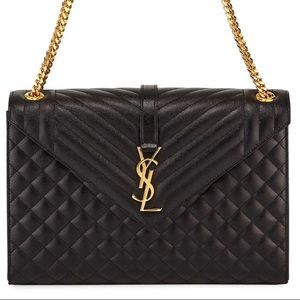 Saint Laurent Envelope Large Mix MATELASSÉ Grain De Poudre Embossed Leather NWT